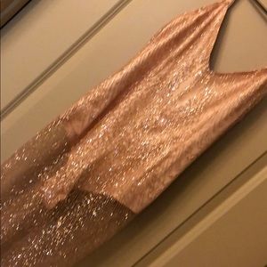 SEE THRU YOU SHEER EMBELLISHED MIDI IN ROSE GOLD